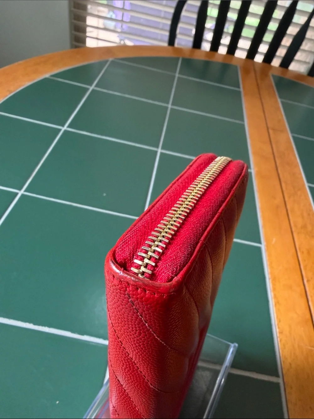 Yves Saint Laurent Red Quilted Zip Wallet with Gold YSL Logo - Picture 7 of 14